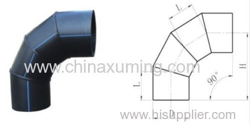 HDPE Butt Welding 90 Degree Elbow With Five Segments Fittings