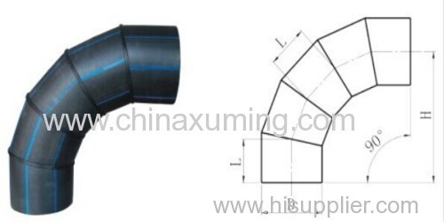 HDPE Butt Welding 90 Degree Elbow With Five Segments Fittings