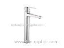 Modern Deck Mounted Basin Mixer Taps Square One Handle for Home / Hotel