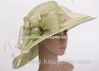 Green 12cm Large Brim Ladies Tea Party Hats / Sinamay Hat With Three Layers
