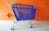 OEM 180L Plastic blue Supermarket Shopping Cart Chrome / zinc plate