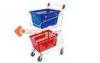 Plastic Wheeled Hand Double Basket Shopping Cart For Grocery store