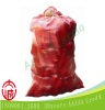 red transparent woven bag sacks for potatos, carrots
