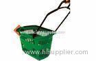 45L HDPP Rolling Handle Plastic Shopping Baskets For Supermarket