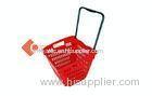 Rolling Handle Retail Market Plastic Shopping Baskets 40L With Wheels