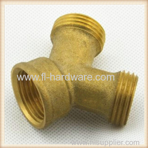 Brass Y connector for washing machine cold and hot hose split