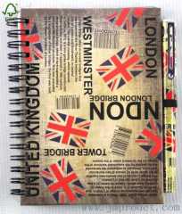 London style spiral notebook with pen