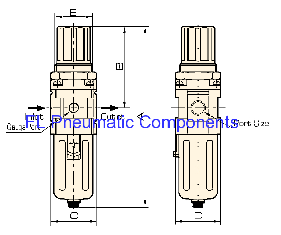 AW5000-06 Pneumatic Filter Regulator Combination