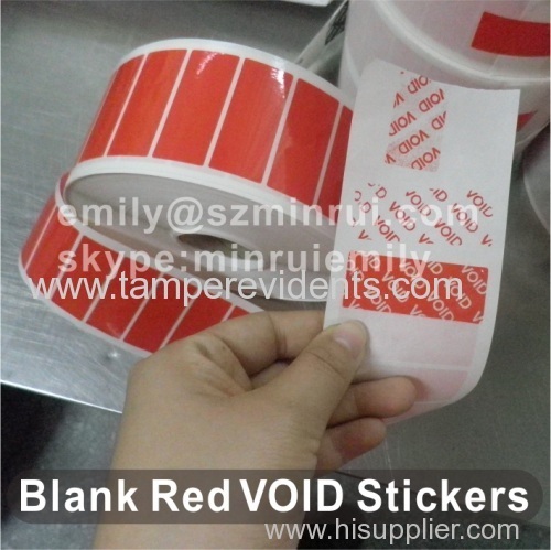 Custom Blank Red VOID Stickers In Rolls for Printing Barcode And Sequence or Random Numbers,Red Warranty VOID Stickers