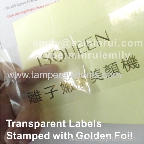Custom Transparent Labels Embossed with Golden or Silver Foil,Gloden Stamped Clear Stickers,Gold Embossed Clear Labels