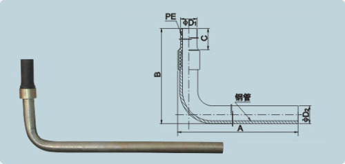 PE-Steel Adapter With 90 Degree Pipe Fitting