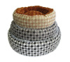 Round square grid pattern donut pet bed for dogs