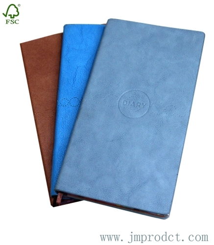 ruled pure color leather diary notebook with FSC approve