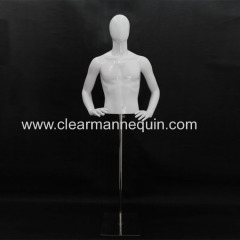 Male white half-body with arms PC torso mannequin wholesale