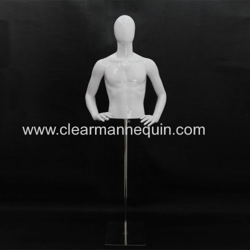 Male white half-body with arms PC torso mannequin whosale
