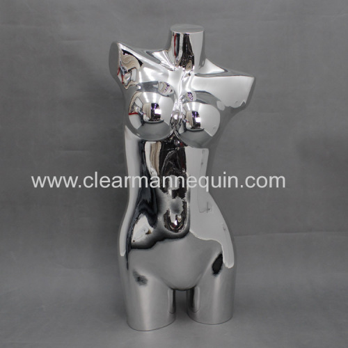 Electroplated silvery female torso mannequin whosale