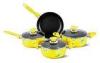 Yellow Allover Printing 7 Pcs Nonstick Pan Set Kitchen Cookware