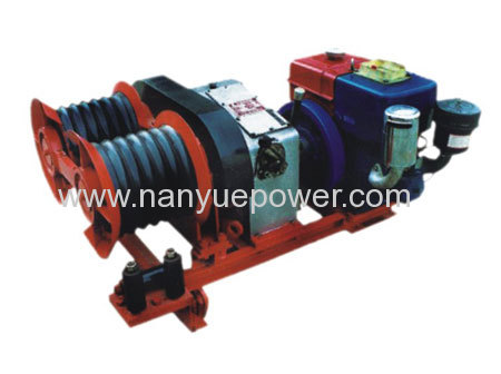 Five Ton Twin Bull Wheel Engine Powered Winch For Overhead Transmission Lines