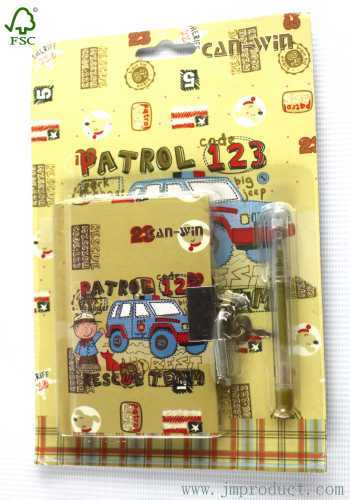 2P stationery set with lock notebook and pen
