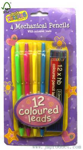 4P mechanical pencils with coloured leads