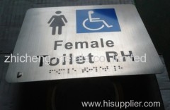 polished stainless steel braille sign plate