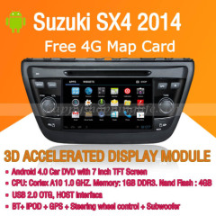 Android Car DVD Player GPS Navigation Wifi 3G for Suzuki SX4 2014 Bluetooth Touch Screen