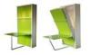 Vertical Wooden Green Single Murphy Wall Bed With Desk , disappearing wall beds