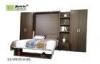 MDF big Double Murphy Wall Bed with Booshelf , fold down wall bed