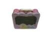 Irregular Geometry Metal Tin Lunch Box Pink Tin Plate Containers