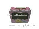 Irregular Geometry Metal Tin Lunch Box Pink Tin Plate Containers