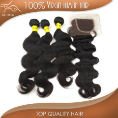100% top lace closure body wave unprocessed virgin remy human hair free weave hair packs