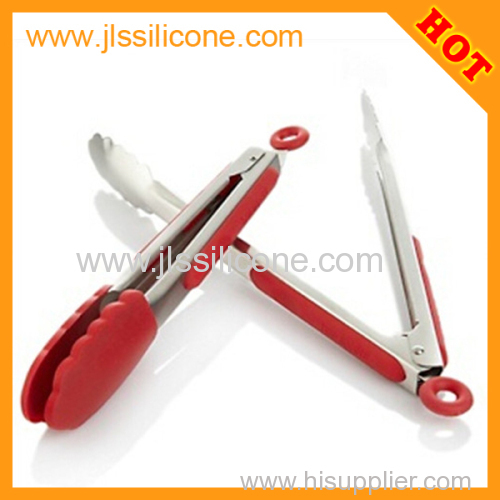 High Quality Skidproof Handle Locking Silicone Food Tongs
