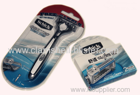 Plastic blister card packaging for shaver