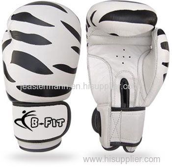 White Desinged Leather Boxing Gloves Velcro Cuff