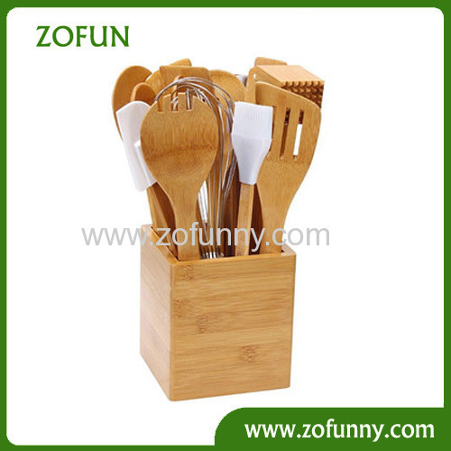 Bamboo utensil with holder
