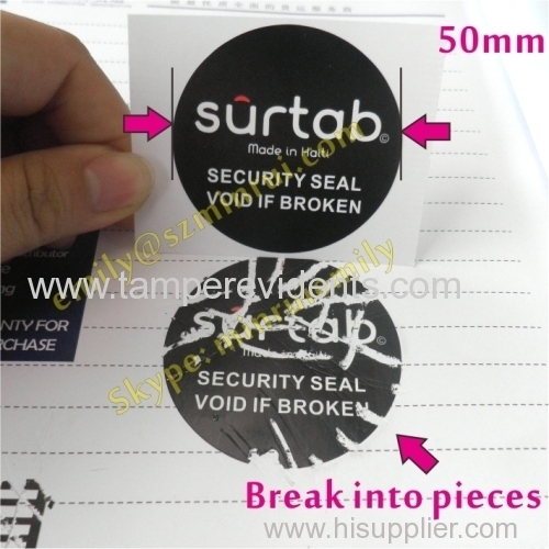 Round Security Seal Void If Broken Labels With Black Background,Security Tamper Evident Seal Sticker