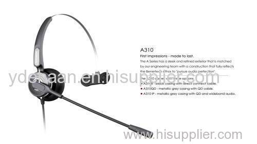 Call center headsets with QD connection