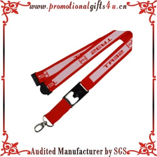 Woven Bottle Opener Lanyard with Metal Hook and Buckle for Promotional Gifts