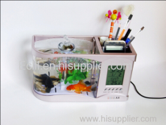 Aquarium With pen hold calendar clock