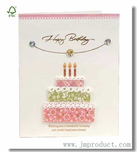 Handmade Happy Birthday Card With Crystal