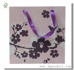 Large Trendy Floral Gift Bag With Ribbon Handles