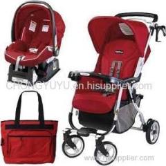 Peg Perego Vela Easy Drive Stroller - Geranium Red Travel System