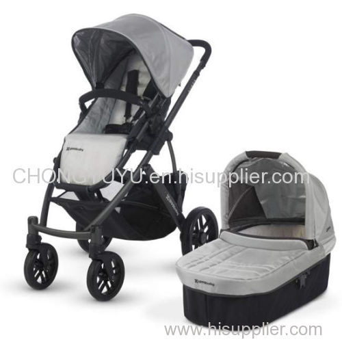 UPPAbaby Mica Vista Stroller with Bassinet in Silver with Carbon Frame