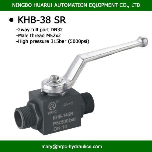 BKH-38SR DIN 2353 SR male thread 2 way high pressure DN32 PN4568 psi ball valves