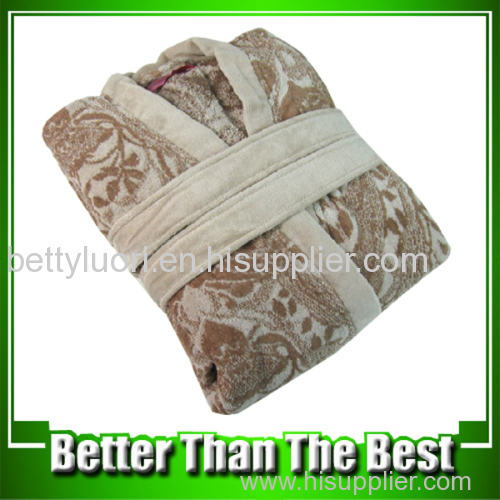 High Quality New Design Men's Cotton Terry Jacquard Bathrobe