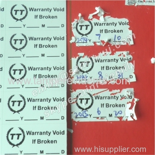 Custom Size 20x10mm Writable Tamper Evident Security Warranty Label Stickers With Blank YMD