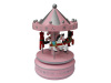 PINK WOODEN CAROUSEL WIND UP SPRING MUSIC BOX