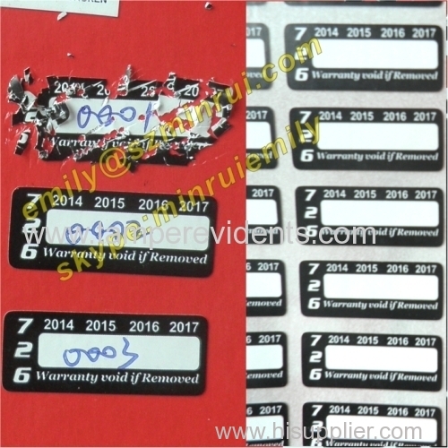 Custom Writable Security Tamper Evident Self Adhesive Warranty Stickers Printing In Rolls
