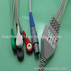 Biosys one piece series 5 leads ecg cable and leadwires