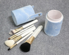7PCS White Handle Makeup Brush Set Wtih Cosmetic Cup Holder